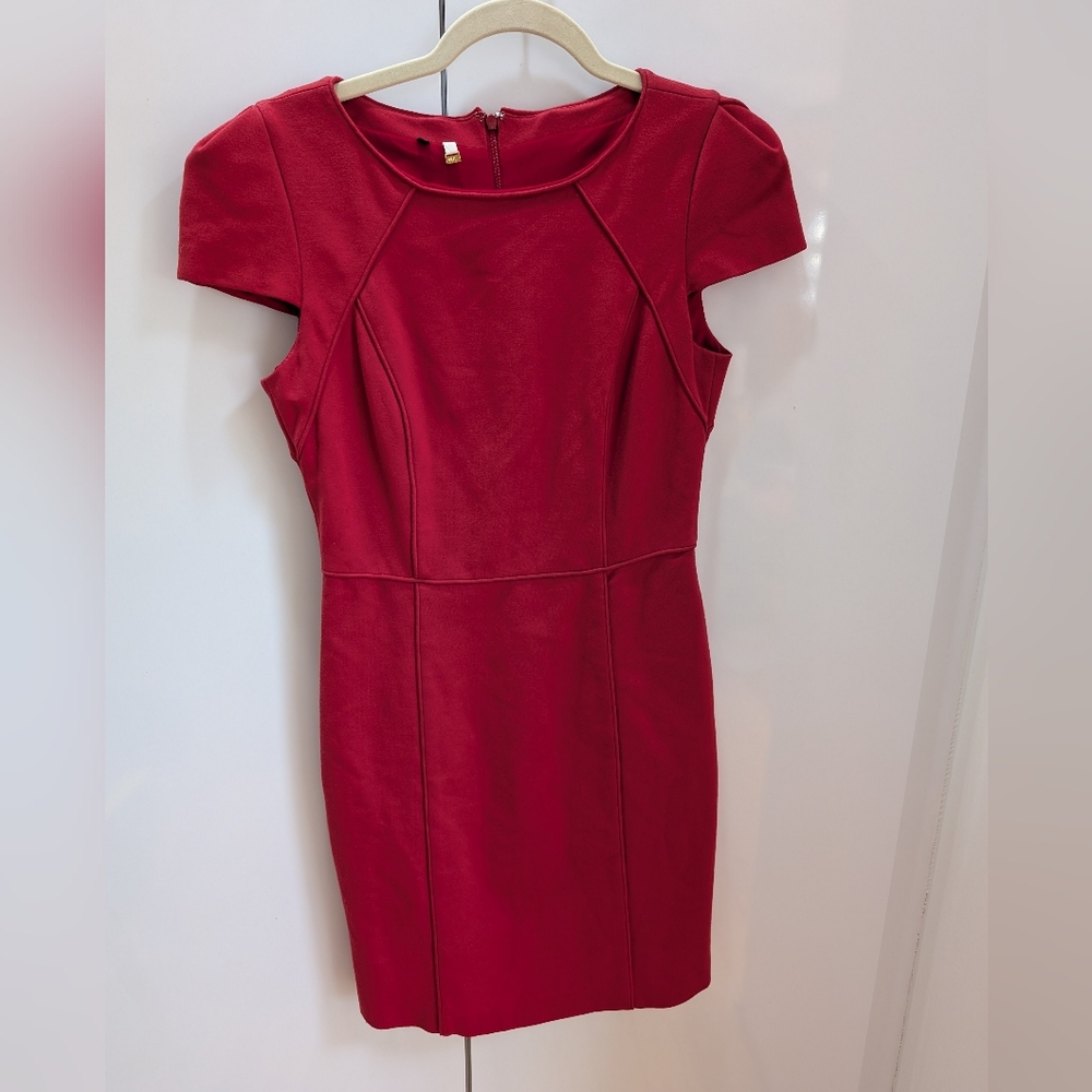 Anthropologie Crimson Fitted Midi Dress